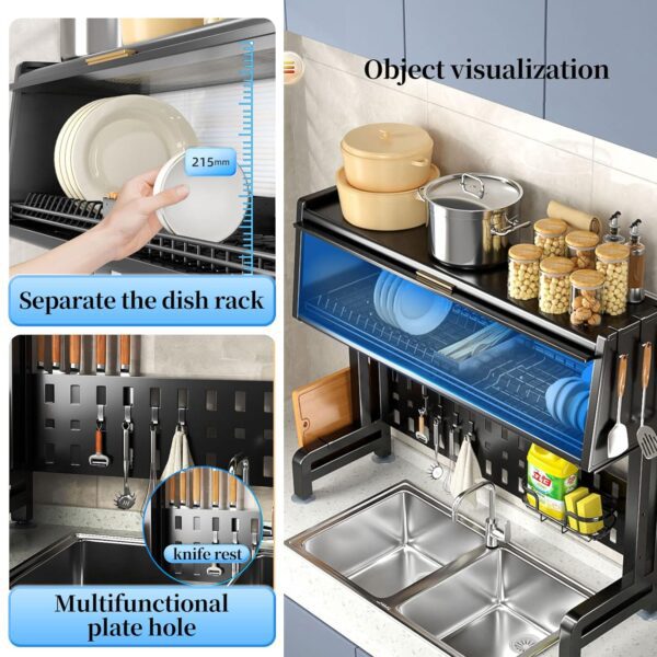 2 Layer Metal Kitchen Dish Drainer Organizer Storage Rack