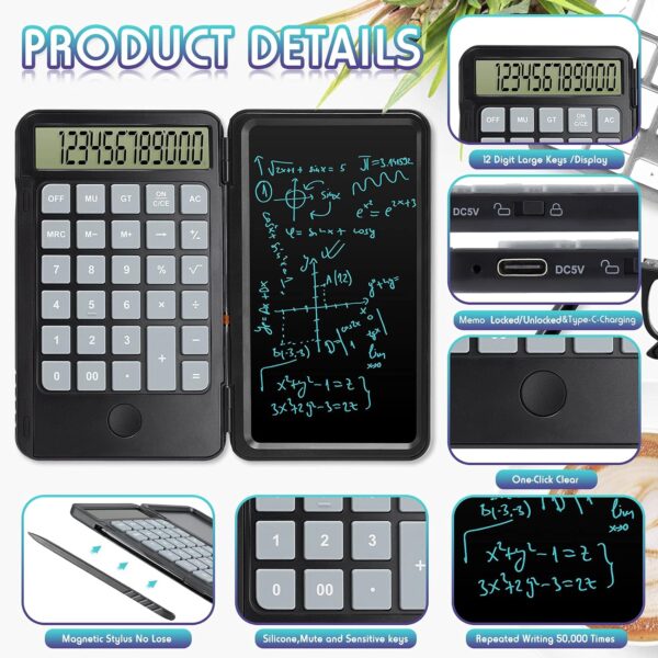 2 in 1 Calculator with Erasable LCD Writing Pad