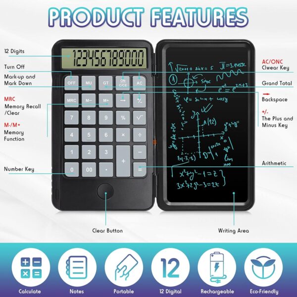 2 in 1 Calculator with Erasable LCD Writing Pad