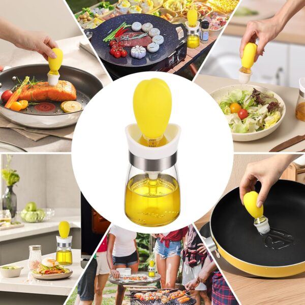 2 in 1 Silicone Oil Dispenser Bottle Set with Silicone Brush for Kitchen