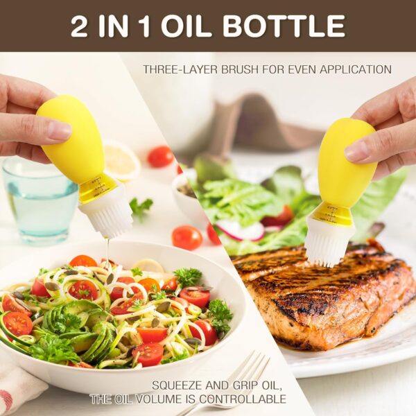 2 in 1 Silicone Oil Dispenser Bottle Set with Silicone Brush for Kitchen