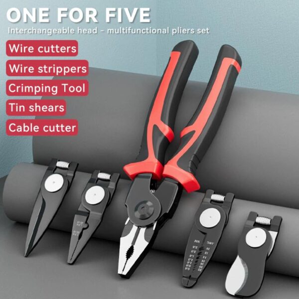 5 in 1 multifunctional Pliers Tool Kit With 5 Interchangeable Heads