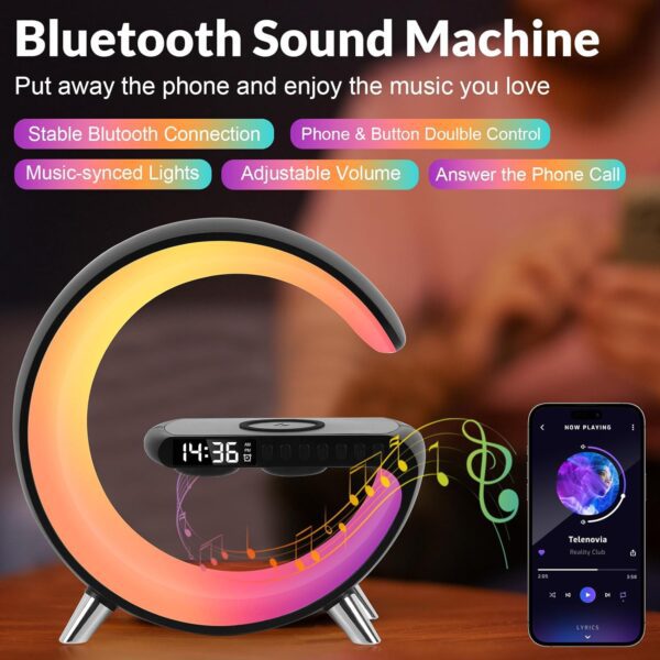 6 in 1 Wireless Charging Night Light with Bluetooth Speaker