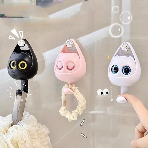 Adhesive Coat Hook, Wink Cat Key Holder for Wall Cute Hooks