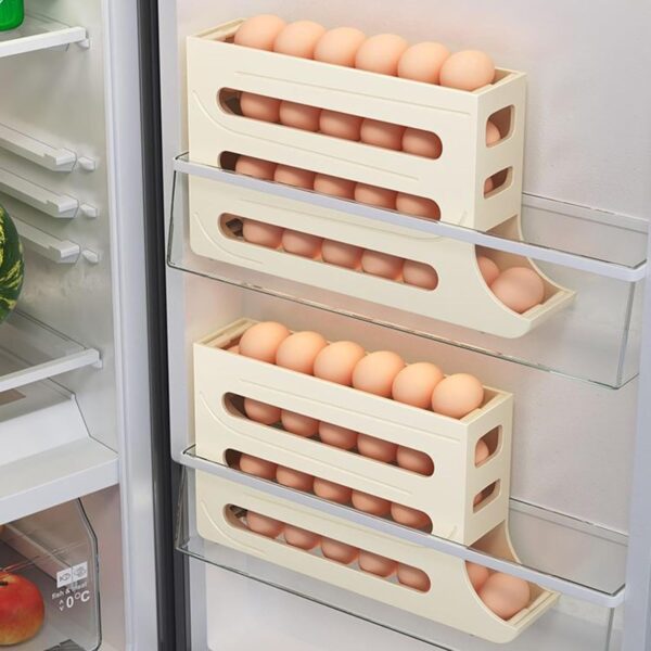 4 Layer Egg Holder For Refrigerator, Rolling Egg Dispenser