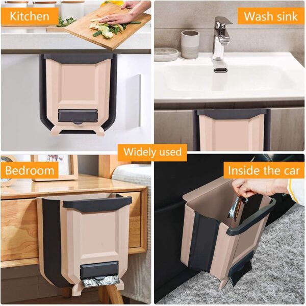 ABS Plastic Hanging Wall Mounted Foldable Trash Can for Kitchen