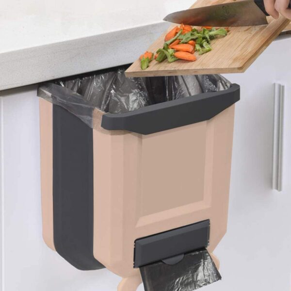 ABS Plastic Hanging Wall Mounted Foldable Trash Can for Kitchen