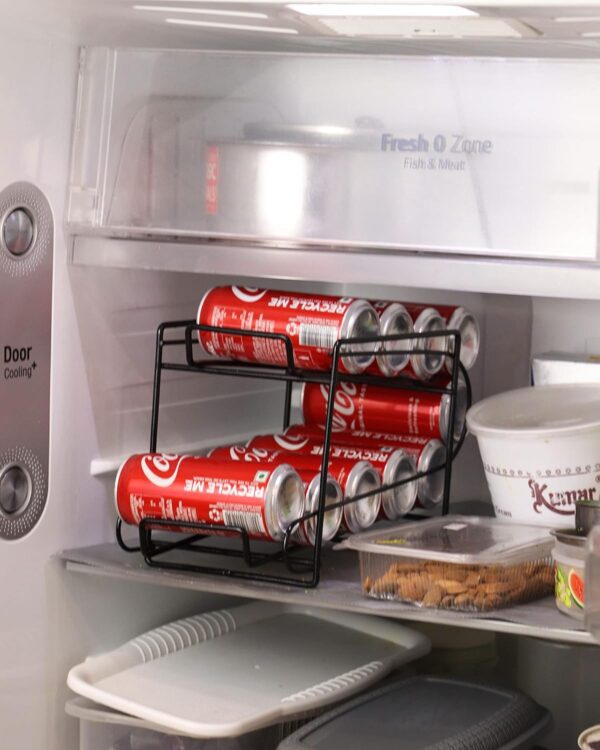 Auto Rolling 2 Layer Soda Can Dispenser Organizer for Refrigerator 2