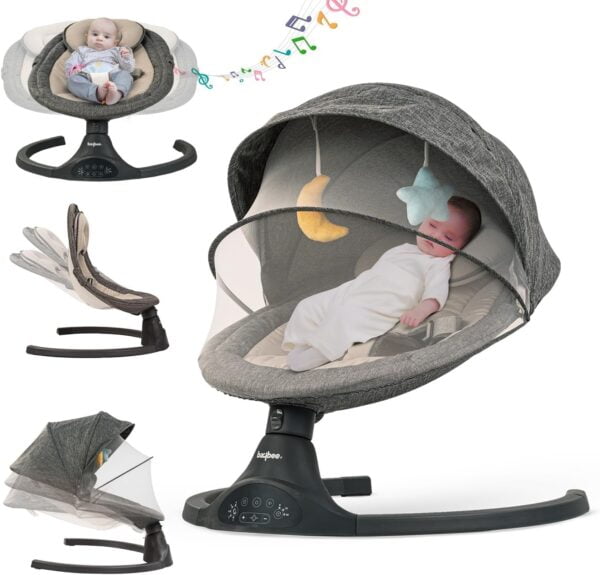 Automatic Electric Baby Swing Cradle with Mosquito Net