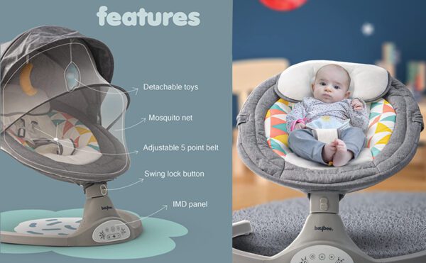 Automatic Electric Baby Swing Cradle with Mosquito Net