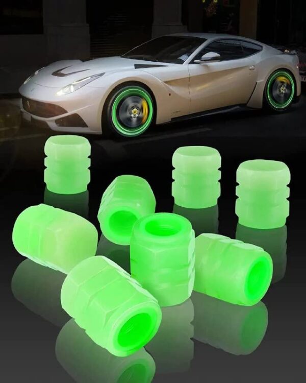 Car Bike Wheel Air Valve Cap Cover with Glow Light Effect