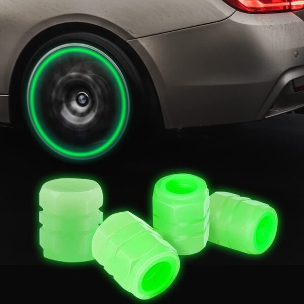 Car Bike Wheel Air Valve Cap Cover with Glow Light Effect