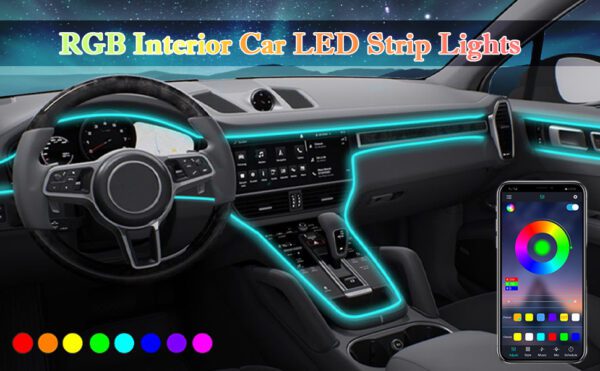 Car Interior LED Strip Lights, RGB 5 in 1 Ambient Lighting Kits