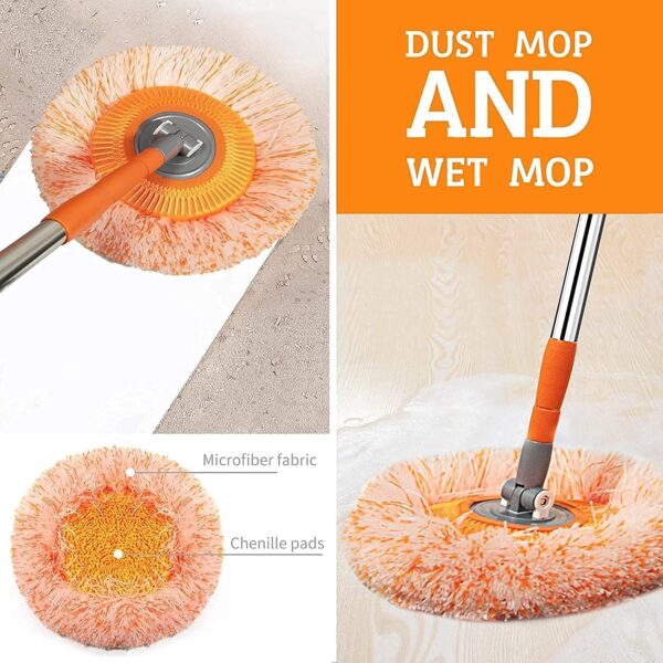 Cleaning Mop 360° Rotatable with Height Adjustable Handle and Washable Mops Pad