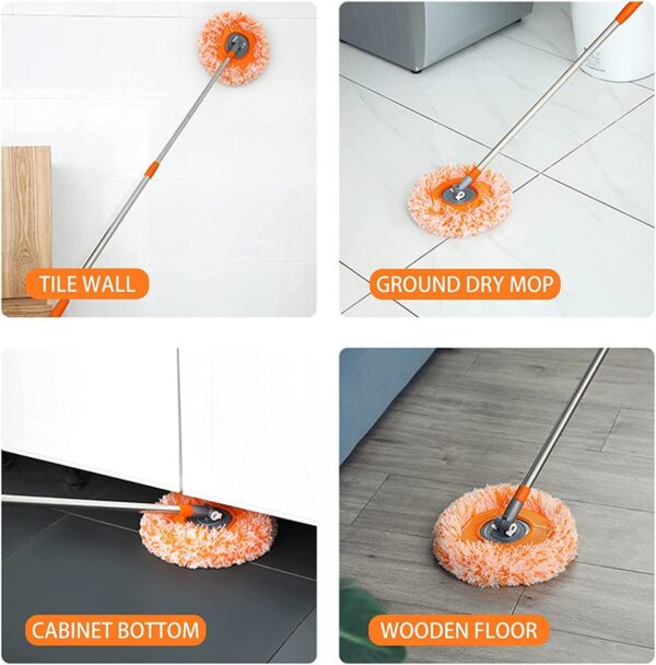 Cleaning Mop 360° Rotatable with Height Adjustable Handle and Washable Mops Pad