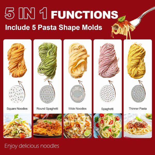 Electric Pasta Maker & Noodle Making Machine with 5 Shapes