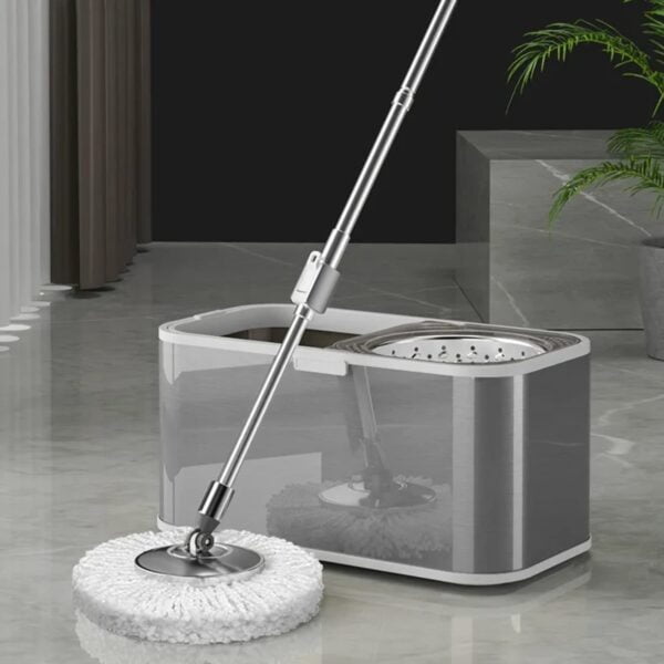 Floor Spin Mop and Bucket Set with Wringer System Extended Stainless Steel Handle 2