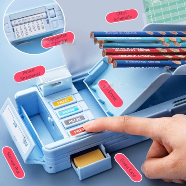 Multi-Functional Plastic Pencil Box with Code Lock for Kids