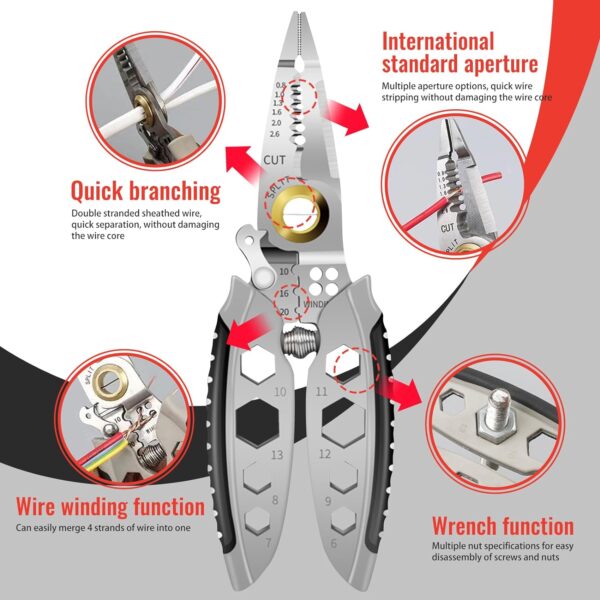 Multipurpose Wire Stripper, Cutting And Crimping Tool, Heavy Duty Multi-Purpose Electrical Wire Stripping Tool