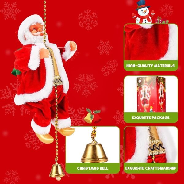 Musical Rope Climbing Santa Claus on Ladder with Lights