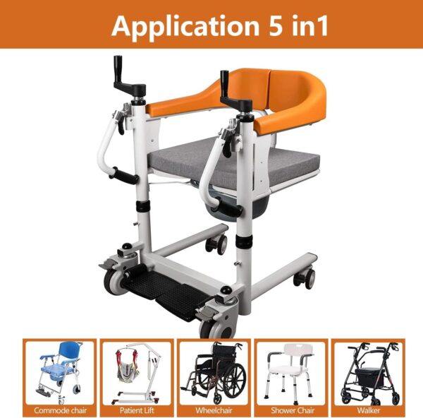 Patients Shifting & Toilet Transfer Wheel Chair with Hydrolic Seat Height Adjust