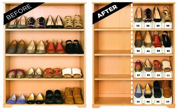 Plastic Shoe Slots Organizer Space Saver Double Deck Shoe Rack