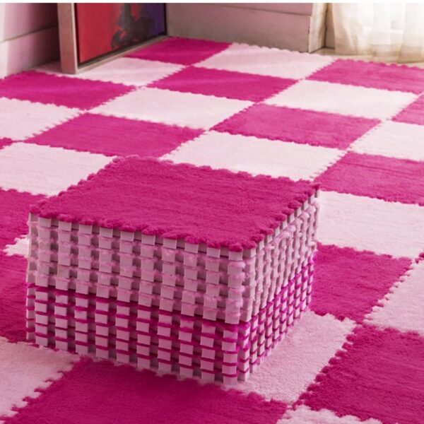 Plush Puzzle Foam Floor Mat Square Interlocking Fluffy Tiles