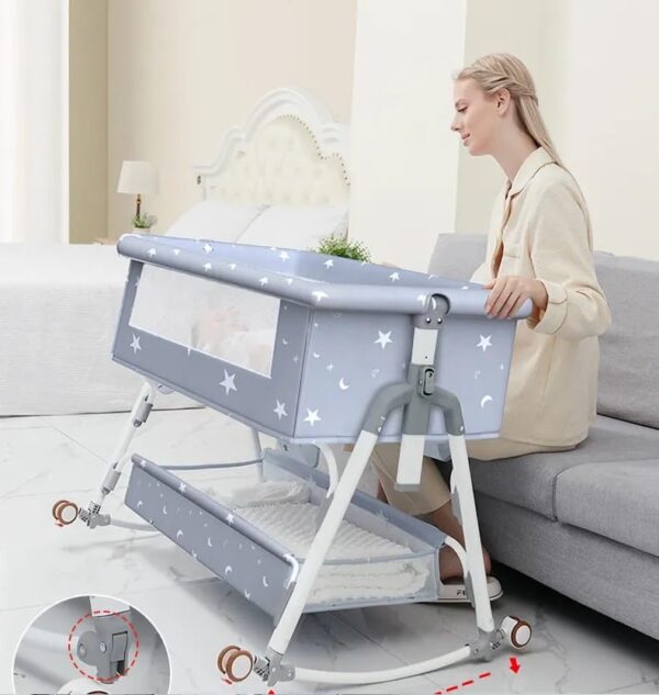 Portable Baby Crib, Baby Cot Sleeper Swing Tilt Bed with Mosquito net