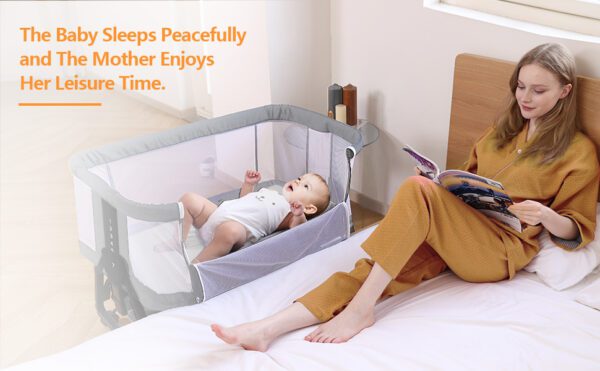 Portable Baby Crib, Baby Cot Sleeper Swing Tilt Bed with Mosquito net