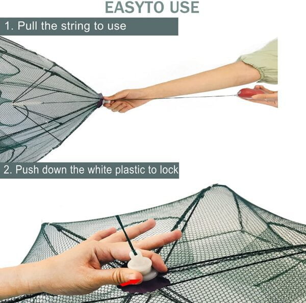 Portable Foldable Fishing Net, Fish Trap Strengthened 16 Holes