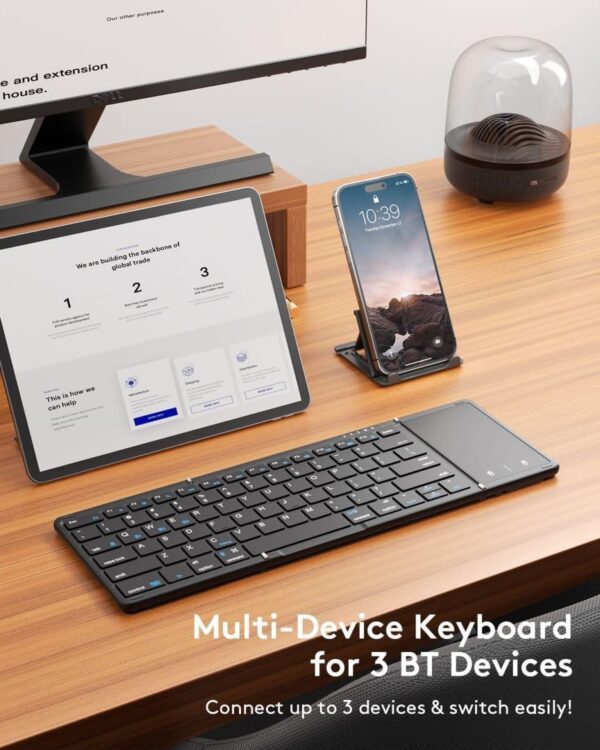 Portable Mini Three Folding Bluetooth Keyboard with Touchpad 2