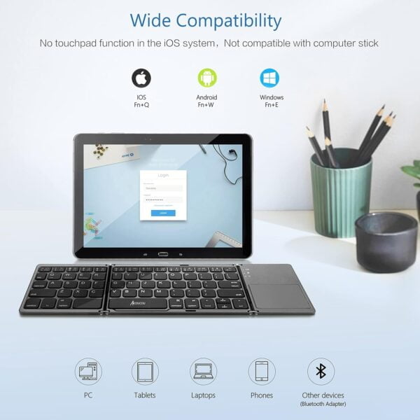 Portable Mini Three Folding Bluetooth Keyboard with Touchpad