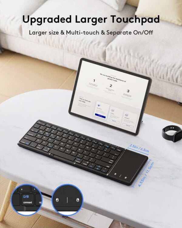 Portable Mini Three Folding Bluetooth Keyboard with Touchpad