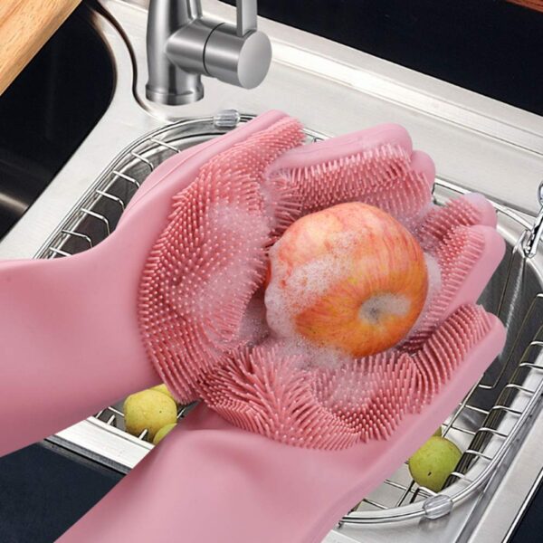 Silicone Cleaning Hand Gloves for Kitchen Dishwashing and Pet Grooming 2