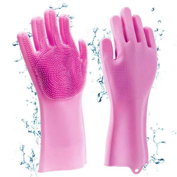 Silicone Cleaning Hand Gloves for Kitchen Dishwashing and Pet Grooming