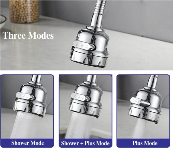 Stainless Steel Flexible 360 Degree Rotating 2 Modes Water Saving Faucet 2