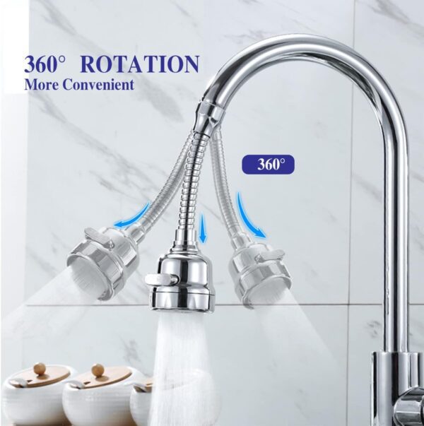 Stainless Steel Flexible 360 Degree Rotating 2 Modes Water Saving Faucet 3