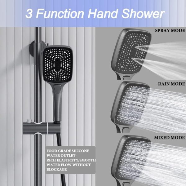 Thermostatic Shower Panel with Piano Switches and Digital Display 2