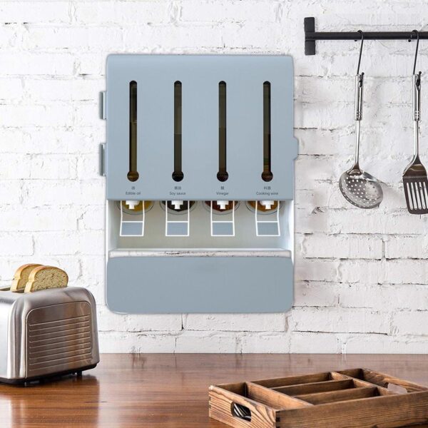 Wall Mount Oil and Vinegar Dispenser, Multi-Compartment Rack Organizer