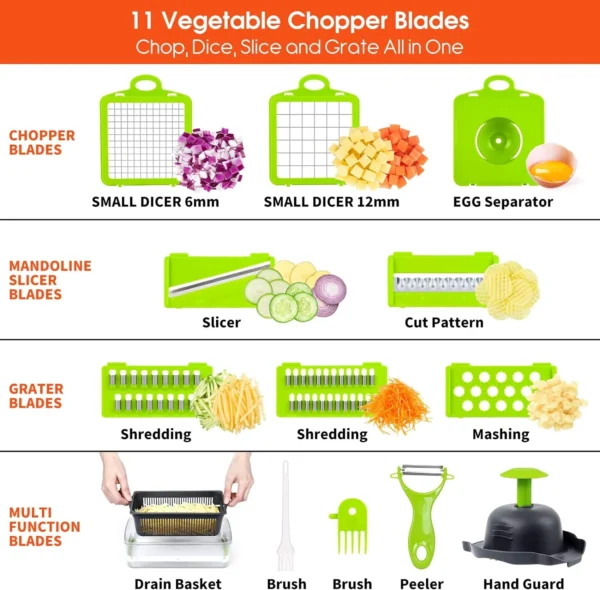 14 in 1 Multipurpose Chopper, Fruits & Vegetable Cutters, Grater Peeler Chipser 7