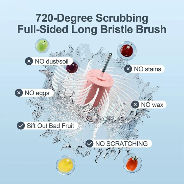 Fruit And Vegetable Cleaning With Full-Sided Spin Scrubber Brush For Kitchen_